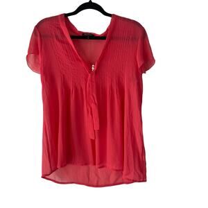 Daisy Fuentes Moda Women's Size Medium Pink Sheer Career Top